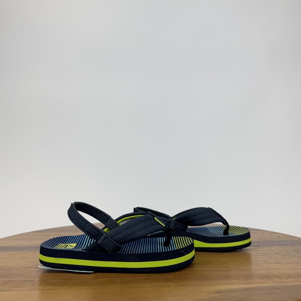 New Little Kids Reef Little Ahi Slip On Water Flip‎ Flop Blue Striped Size 7 C